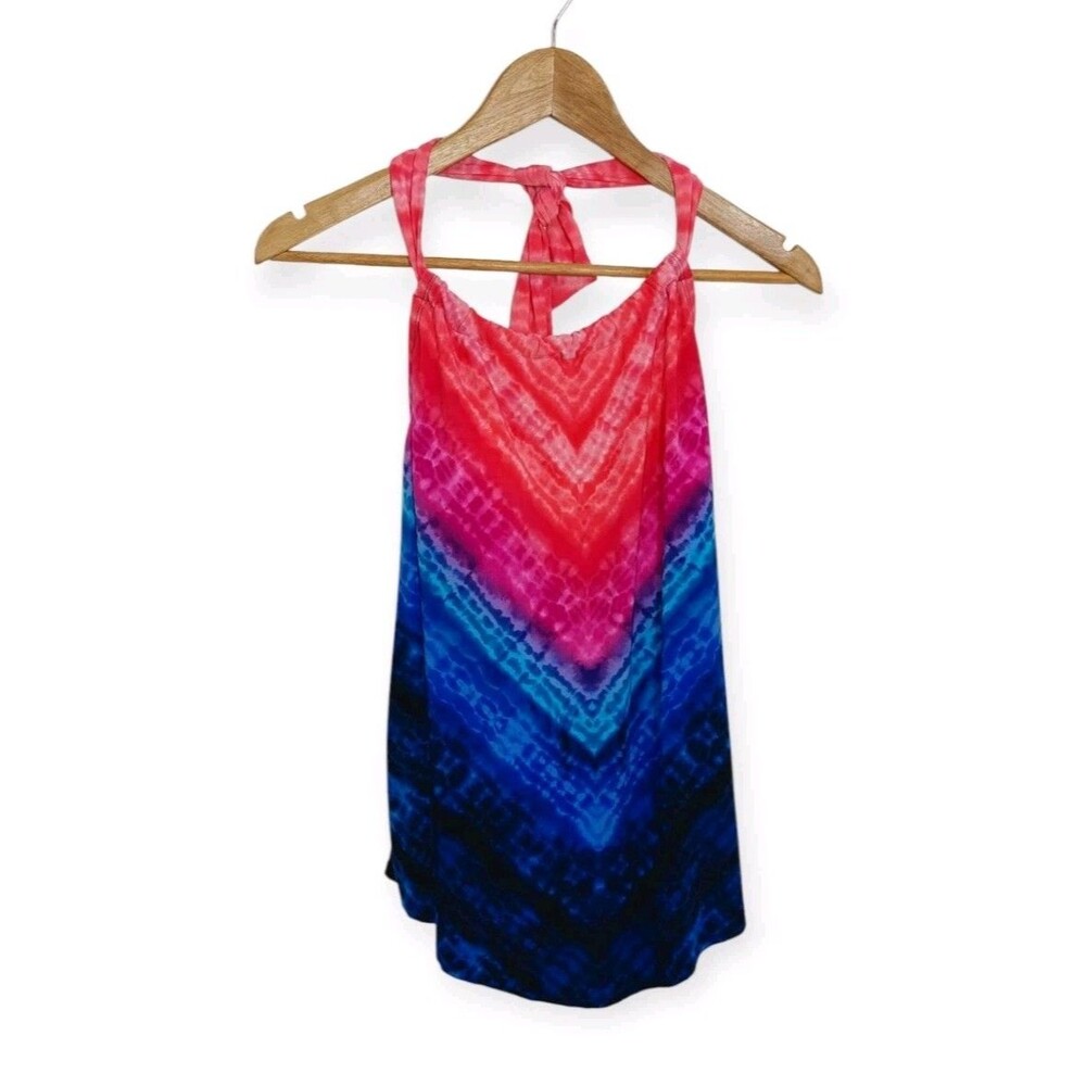 Aqua Green Women's Size Small Tankini Swim Top Tie Dye Halter Pink Blue Orange